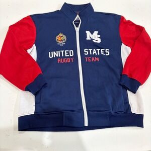 Vintage Mecca USA United States Rugby Team Track Jacket Mens 3XL Navy Red
